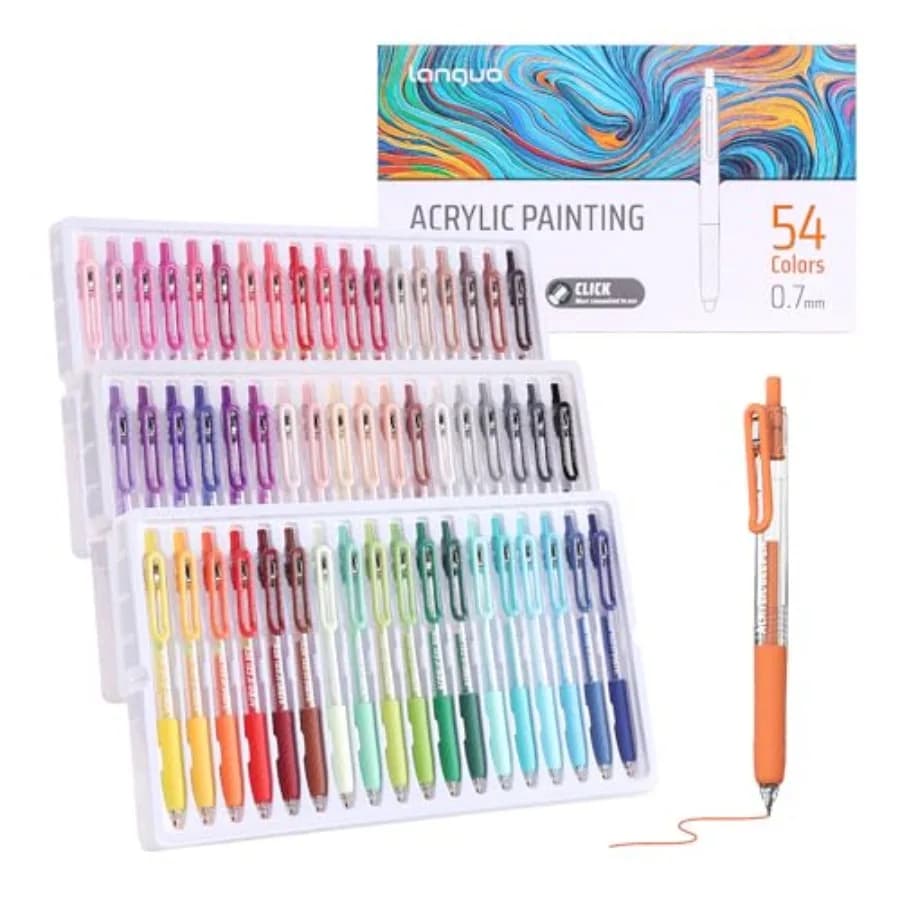 Penne Gel Acriliche per Colorare, Set di Penne Acriliche a Cilindro con Punta da 0,7 mm per Colorazione per Adulti, Penne Gel Colorate per Neri