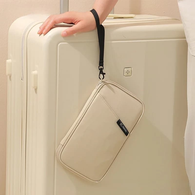 Borsa Porta Documenti da Viaggio Multifunzione, Porta Carte e Monete, Porta Passaporto, Clip per Cravatta, Borsa Portaoggetti per Giovani, Verticale in Tessuto Oxford
