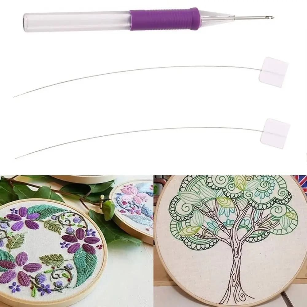 Adjustable Embroidery Punch Needle Kit Poking Cross Stitch Tools DIY Craft Magic Embroidery Pen Punch Needle Threader