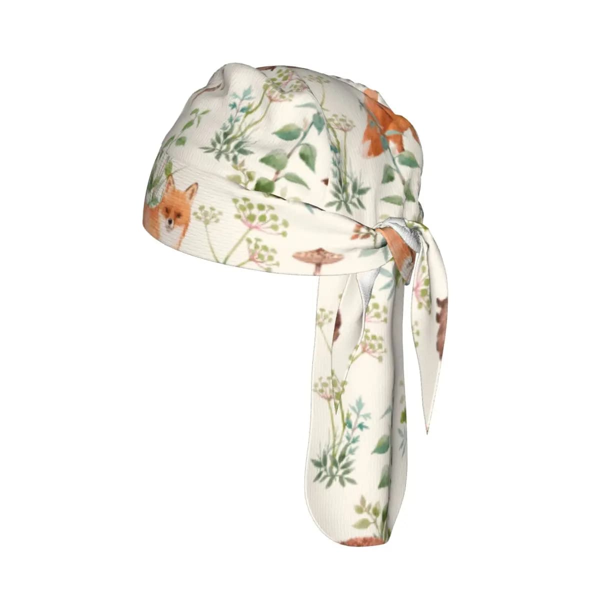 Berretto ad asciugatura rapida, cappello da pirata, con illustrazione di piante della foresta e volpe, berretto sportivo per ciclismo, escursionismo, campeggio, sciarpa per la testa, bandana