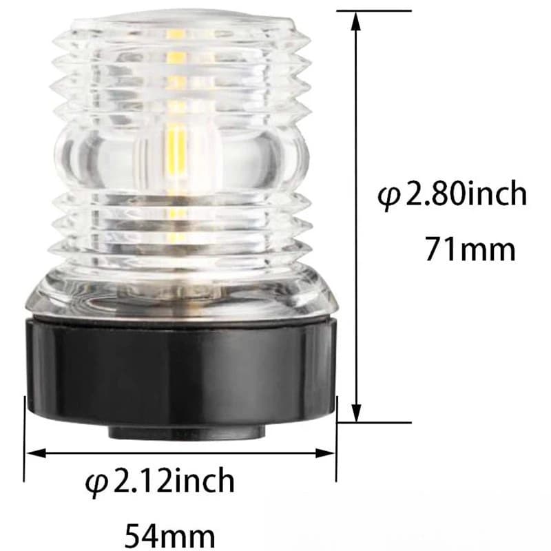 12V/24V Sailing Signal Light Boat Navigation Light All Round 360° White LED for Yacht Marine Anchor Light Boat Accessories