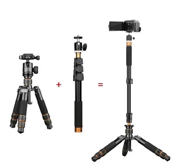 QingZhuangshidai Q166A table mini tripod +Q148 selfie stick monopod with free phone holder for camcorder