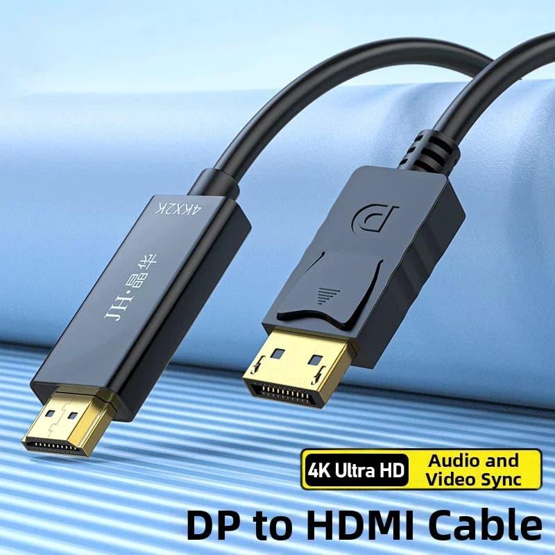 Cavo DisplayPort a HDMI 4K Placcato Oro Unidirezionale per Scheda Grafica PC a HDTV Adattatore Interfaccia Multimediale ad Alta Definizione