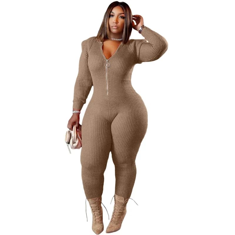 Abbigliamento donna taglie forti Tute Pagliaccetti skinny Abiti con cappuccio interi sexy Tute aderenti lavorate a maglia