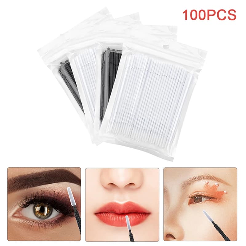 100Pcs Disposable Cotton Swabs Eyelash Extension Mascara Applicator Brush Lashes Extension Makeup Removal Tool