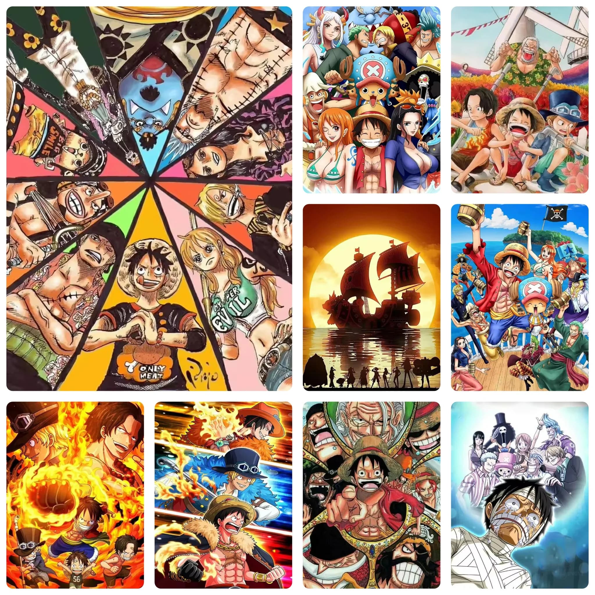 Bandai | DIY One Piece Group Character Diamond Painting, Popular Anime Pirate Crew Art For Living Room Wall Decoration Handmade