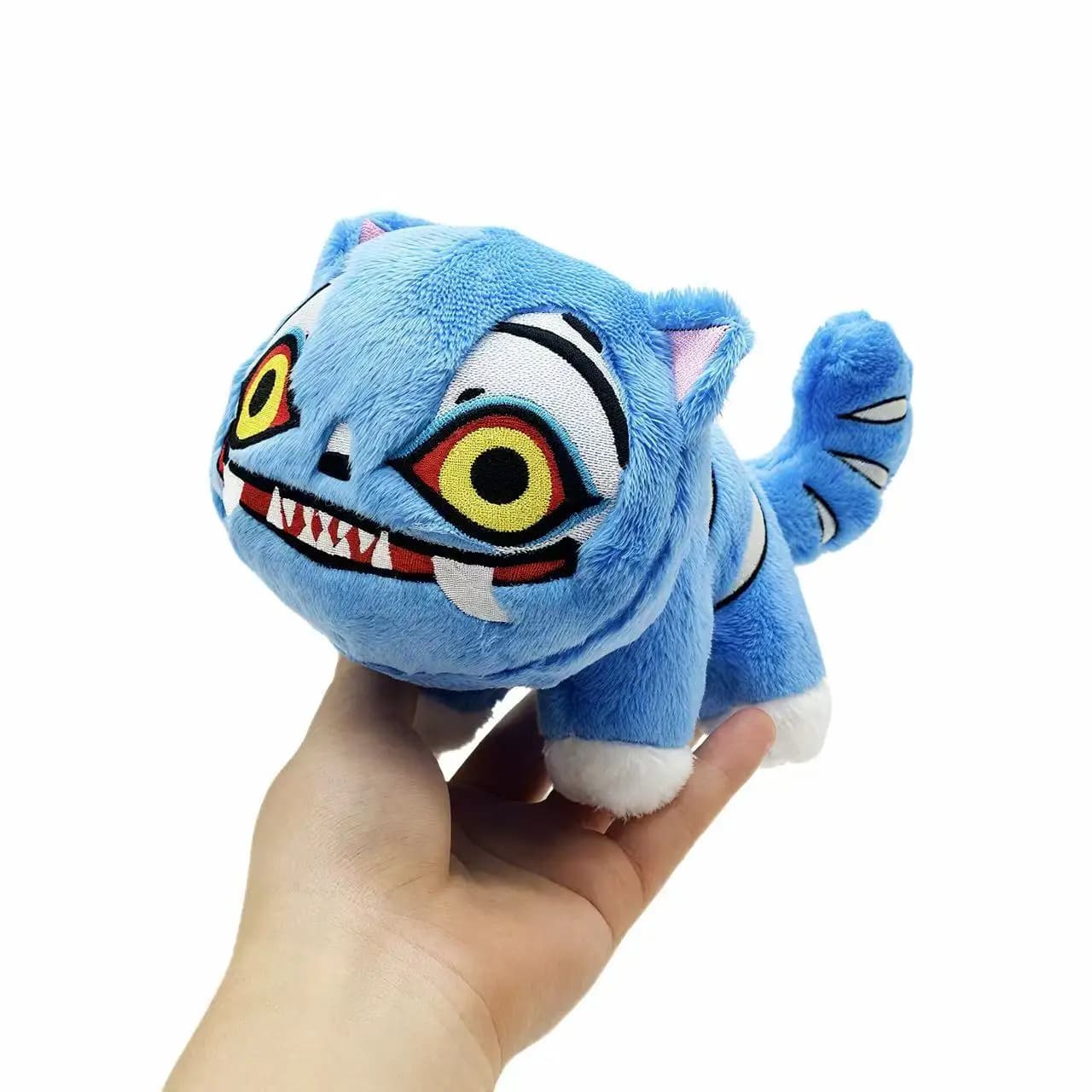 Peluche Tigre Blu Spaventoso e Carino, Mostro Kawaii Imbottito per Halloween e Regali
