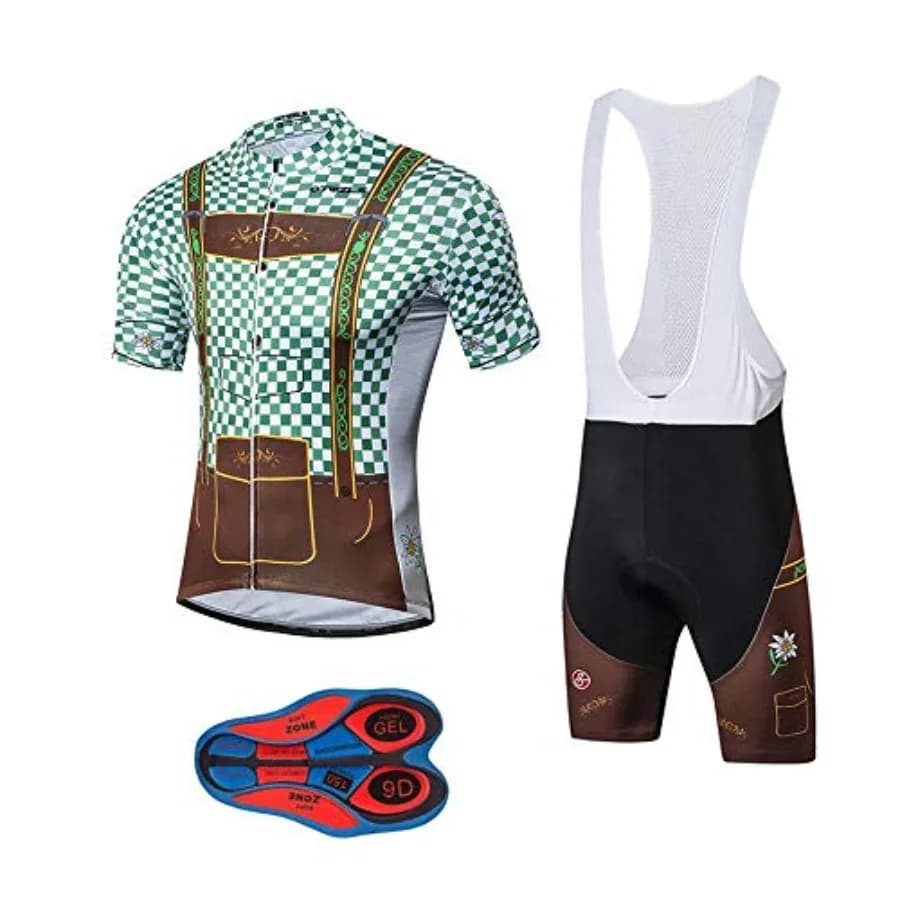 Set da Ciclismo per Uomo ad Asciugatura Rapida, Maglia + Pantaloncini con Bretelle e Imbottitura in Gel 9D, Kit Abbigliamento per MTB