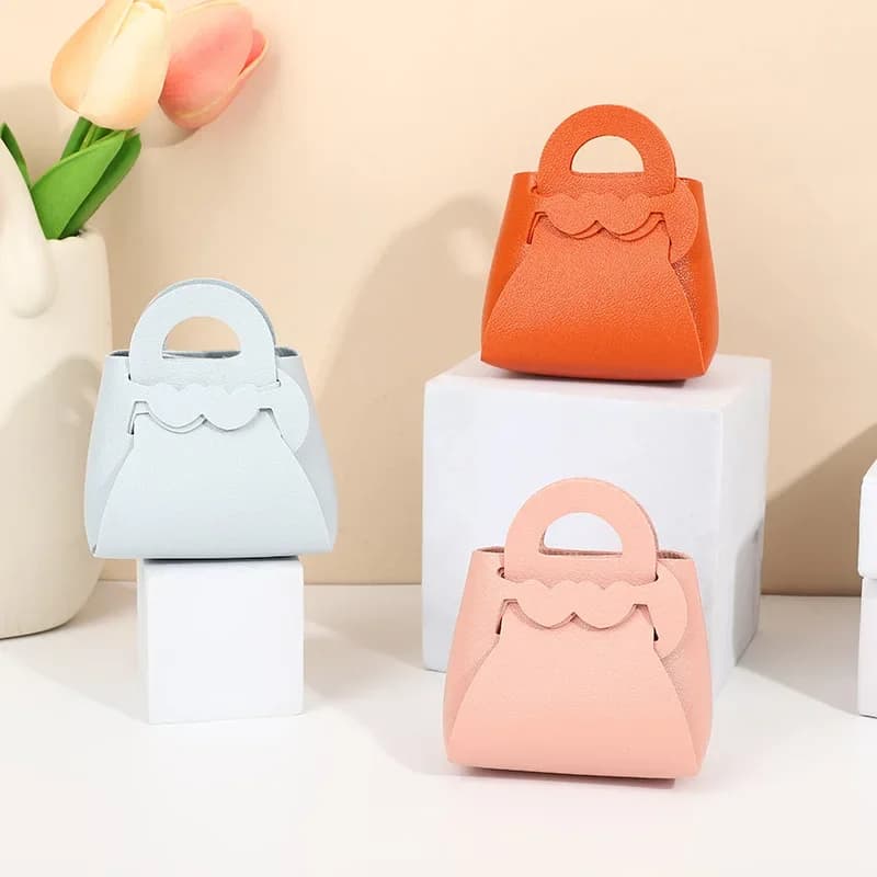 20/50 pezzi mini forniture per feste borsa da imballaggio in pelle rosa blu borsa regalo portatile borsa compleanno per bambini borsa tote all'ingrosso