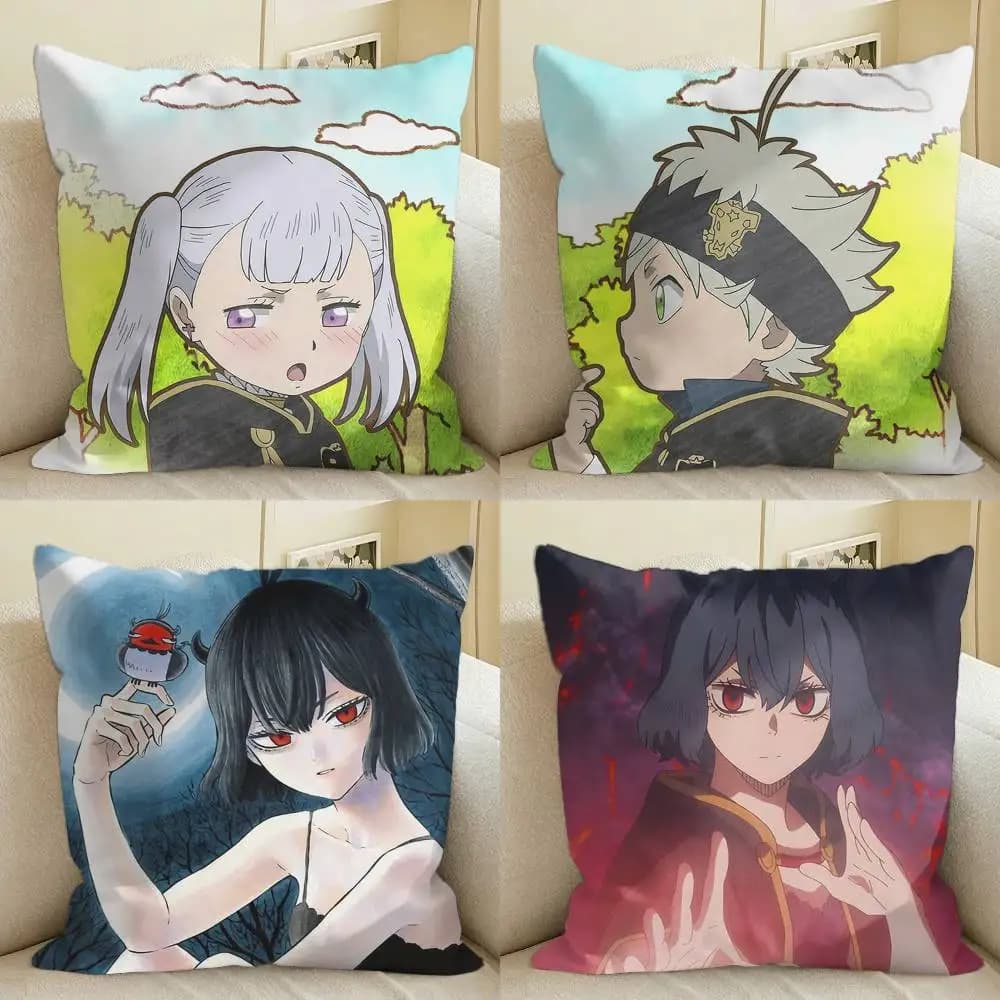 A-Asta Manga B-Black Clover Square Sofa Pillow Cover Solid Color Living Room Home Decor Cushion Case