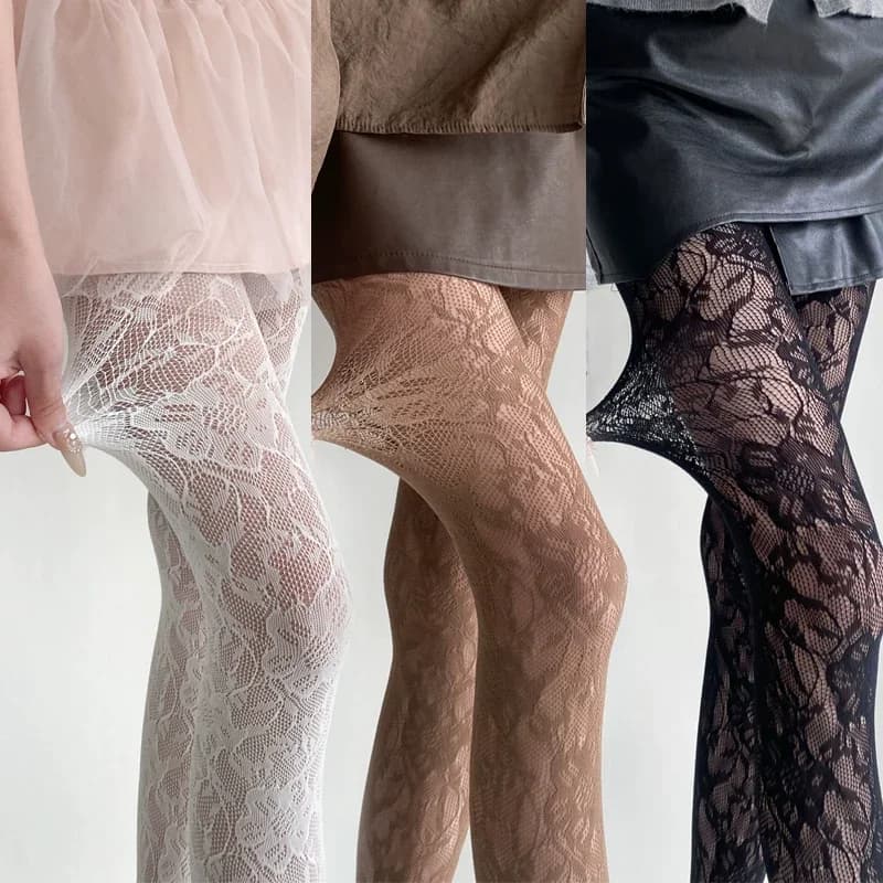 Donne sexy fiore maglia calze cave per le ragazze pizzo JK collant a rete di pesce ragazze fresche collant colorati Hipster Harajuku collant