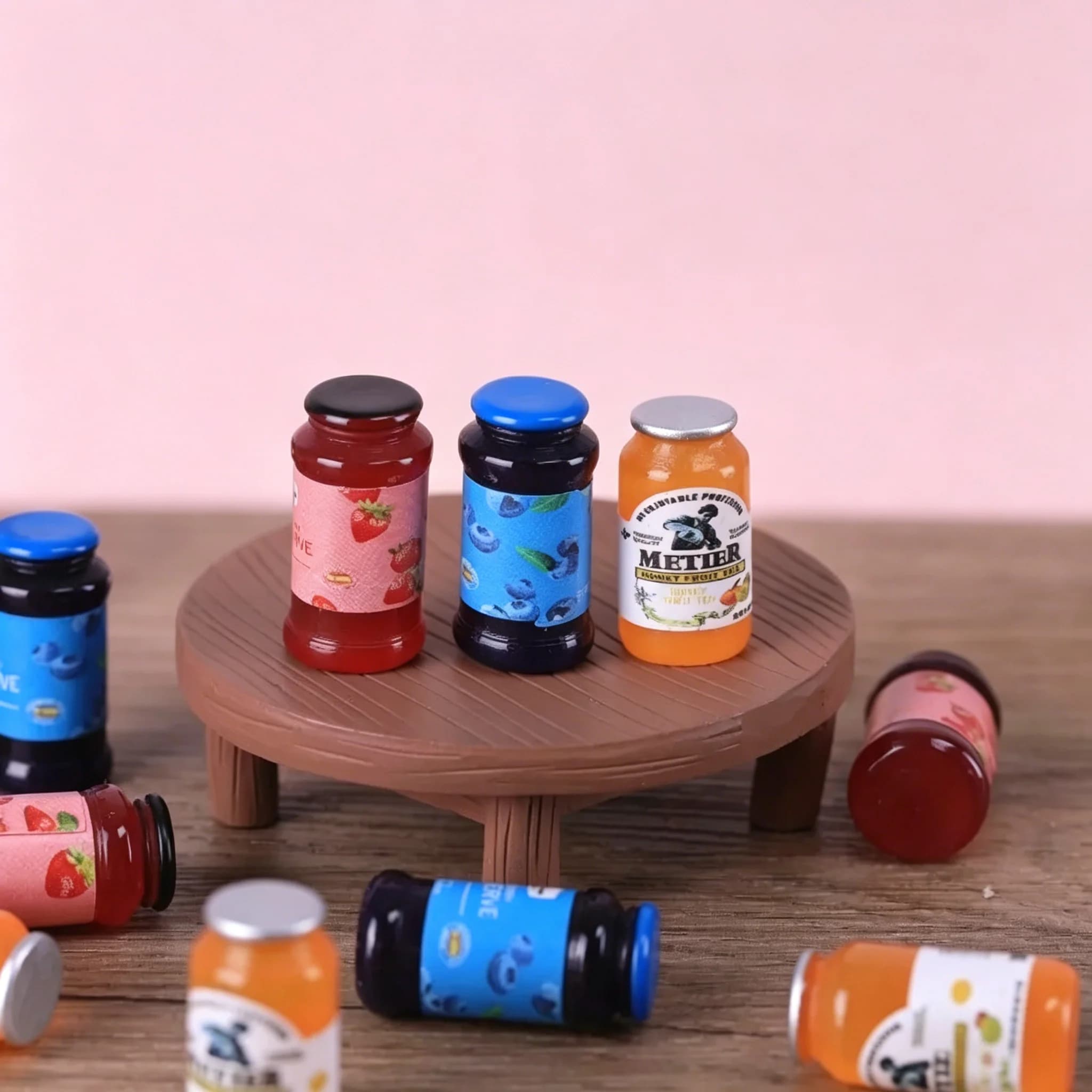 10pcs Miniature Dollhouse Blueberry Jam Bottle Model Toy for Accessories