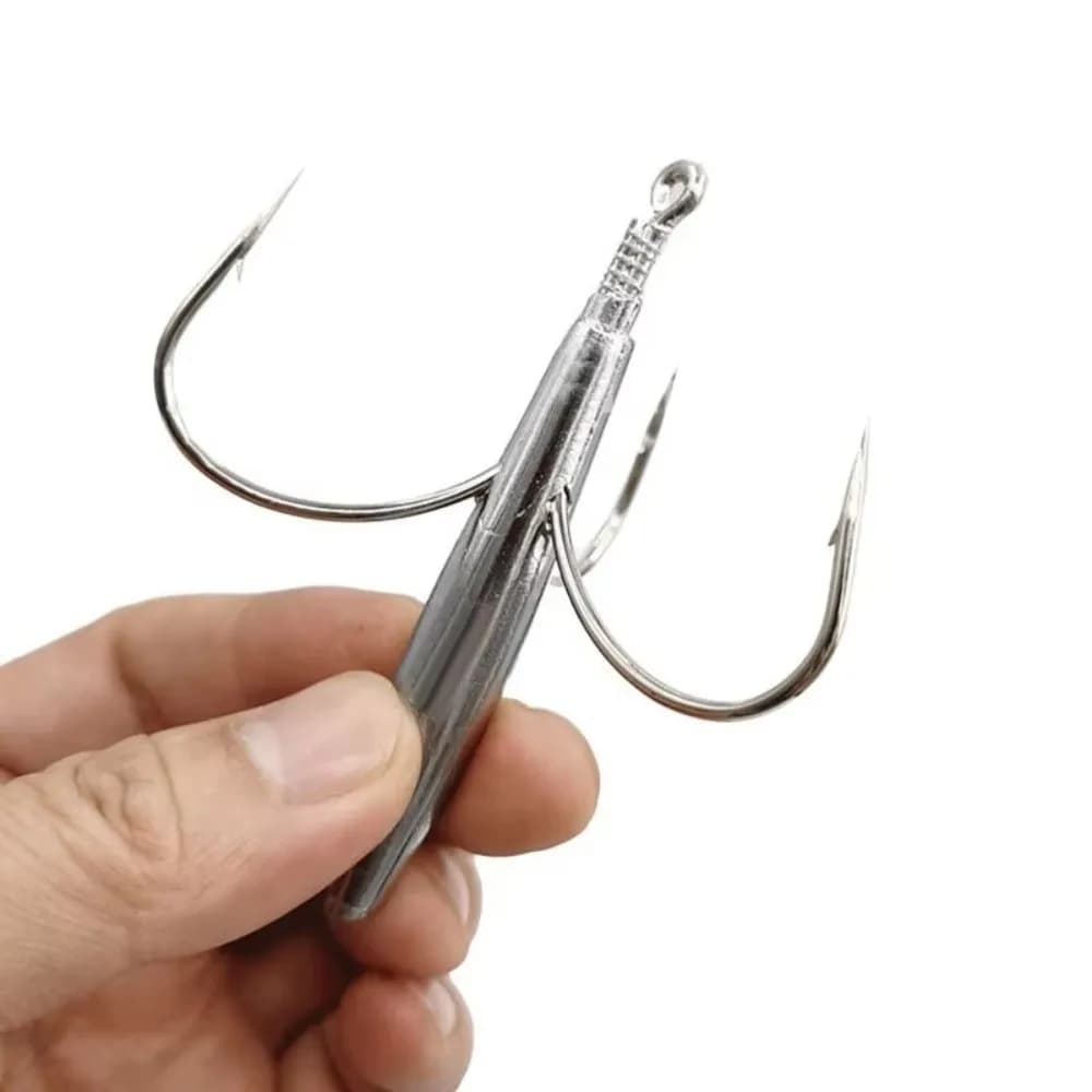 50g-80g Weight Triple Fishing Hook Barbed Point Carbon Material Sea Fishing Hook Heavy Duty Sharp Needle Anchor Fish Hook