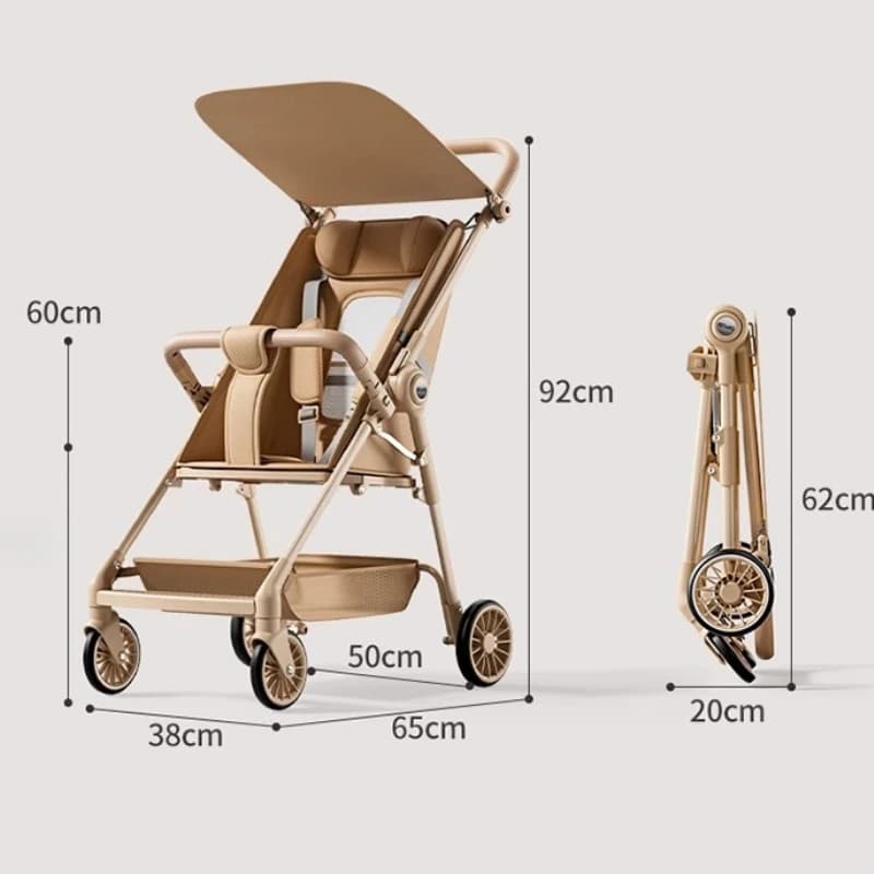 Passeggino pieghevole On-The-Go Piega istantanea Solo 3,8 kg Schienale rigido antiscivolo Sedile largo 34 cm Adatto per bagagli da cabina per aereo