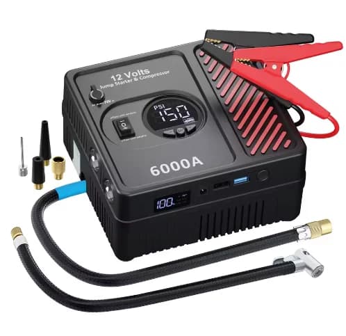 Avviatore di emergenza portatile, gonfiatore per pneumatici auto, power bank multifunzione con compressore d'aria portatile per auto