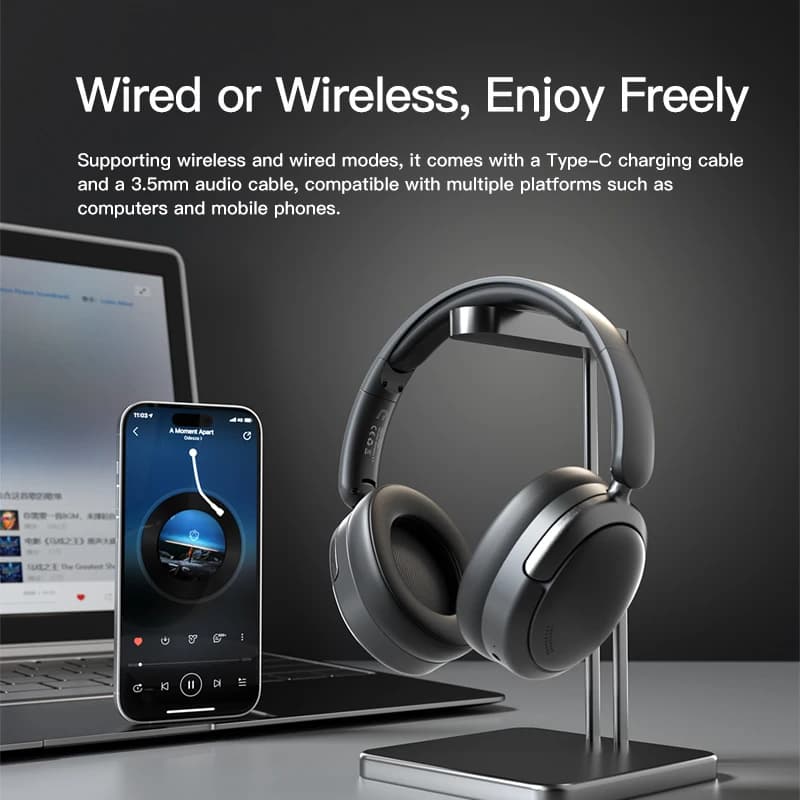 EOENKK SY-T8 Wireless over-ear Bluetooth 5.4 Long battery Lify Gaming Headphones with stereo audio HiFi at low latency