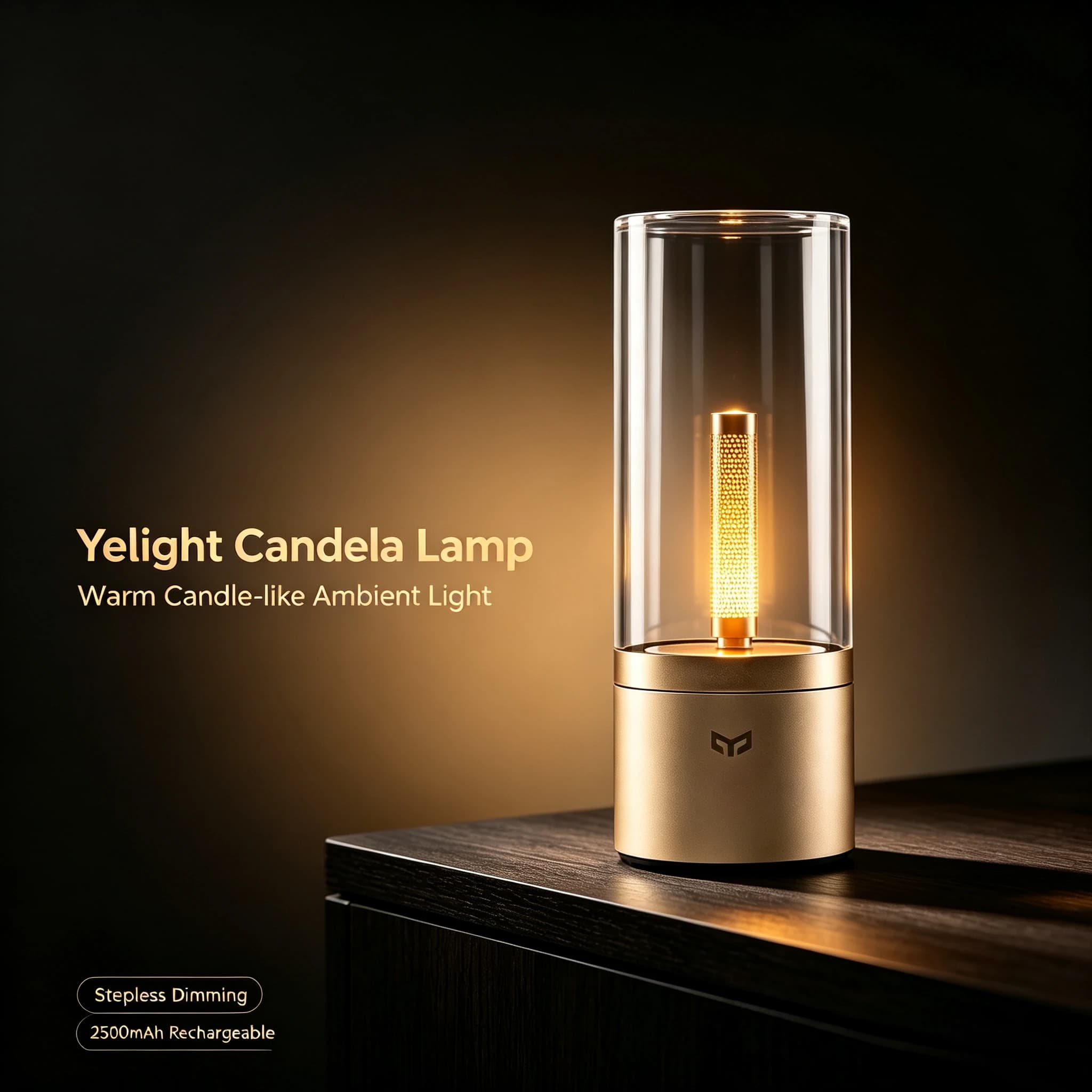 Yeelight Rechargeable Candela Lamp LED Night Light,Romantic Mood Atmosphere Lamp Stepless Dimming Bedside Lamp for Bedroom Party