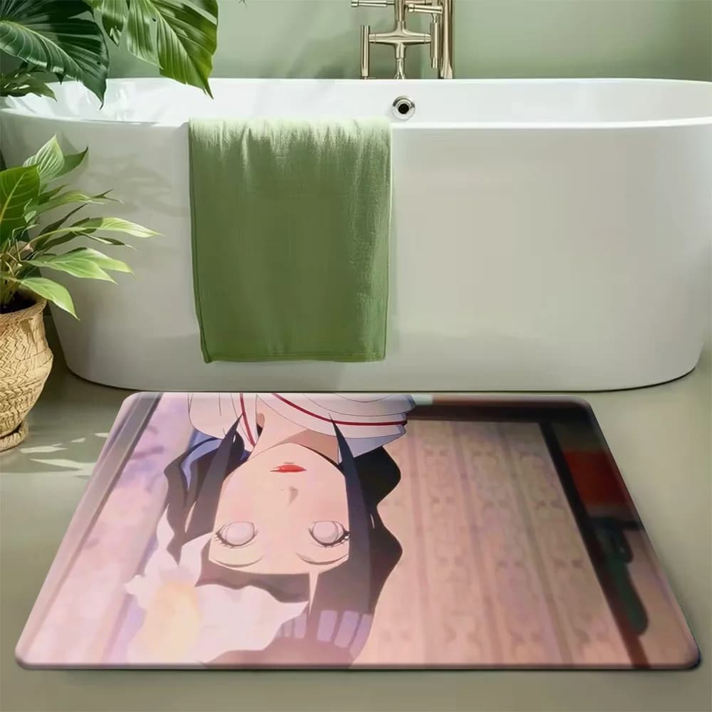 Tappetino da bagno con stampa di scena di un delicato ritratto di Hinata Hyuga dell'anime Naruto, tappeto da bagno lavabile e assorbente antiscivolo per vasca da bagno e doccia