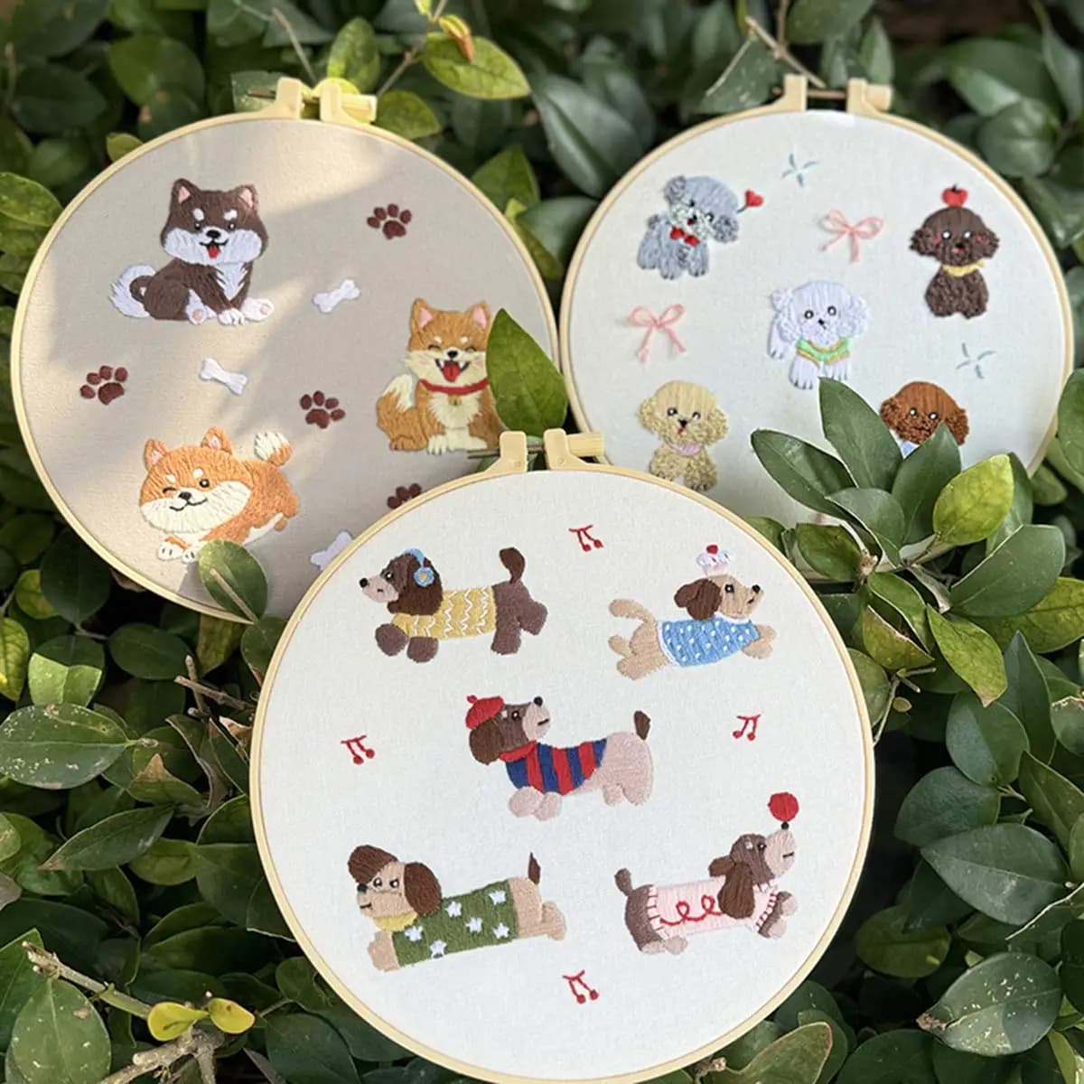Set di kit ricamato per principianti fai-da-te incompiuti, per cani da compagnia, pittura di animali, set di strumenti decorativi per filo da cucito, pacchetto di materiali