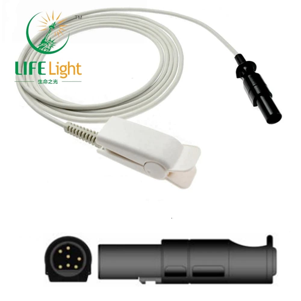 Compatible with GE-OHMEDA Tuffsat, 7 pin HYP patient monitor, reusable SPO2 Prob sensor for blood oxygen monitoring