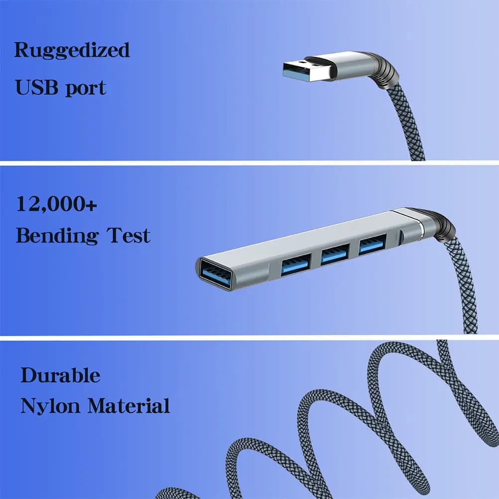 4 Port USB Hub Expansion Dock Aluminum Alloy Shell USB 3.0 Fast Data Transfer Adapter for Laptop Pc Mouse Keyboard Webcam
