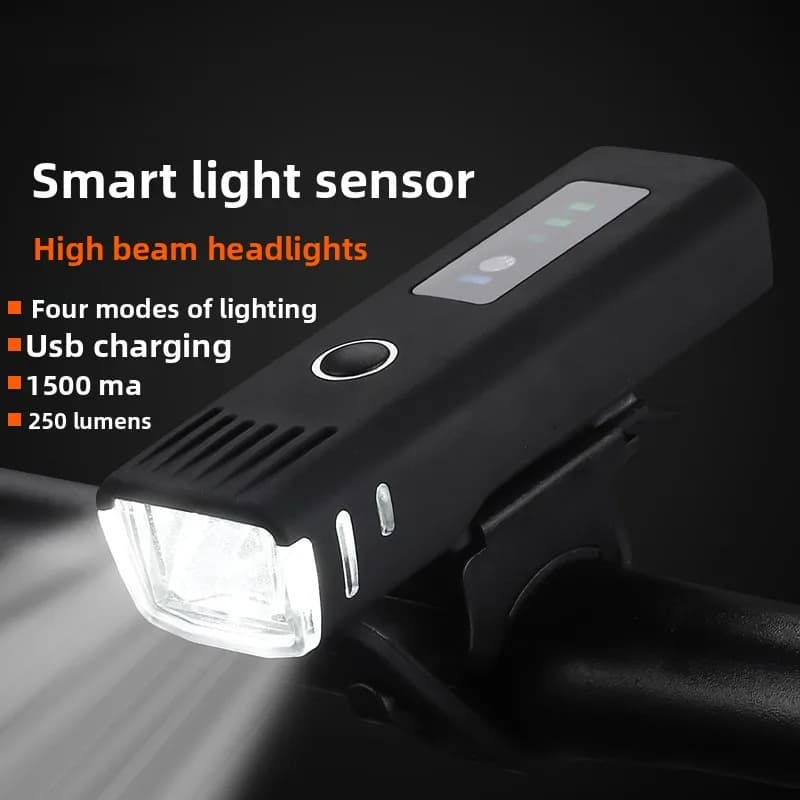 Luce Anteriore/Posteriore per Bicicletta con Sensore Intelligente, Impermeabile, Ricaricabile USB, Torcia per MTB e Bici da Strada
