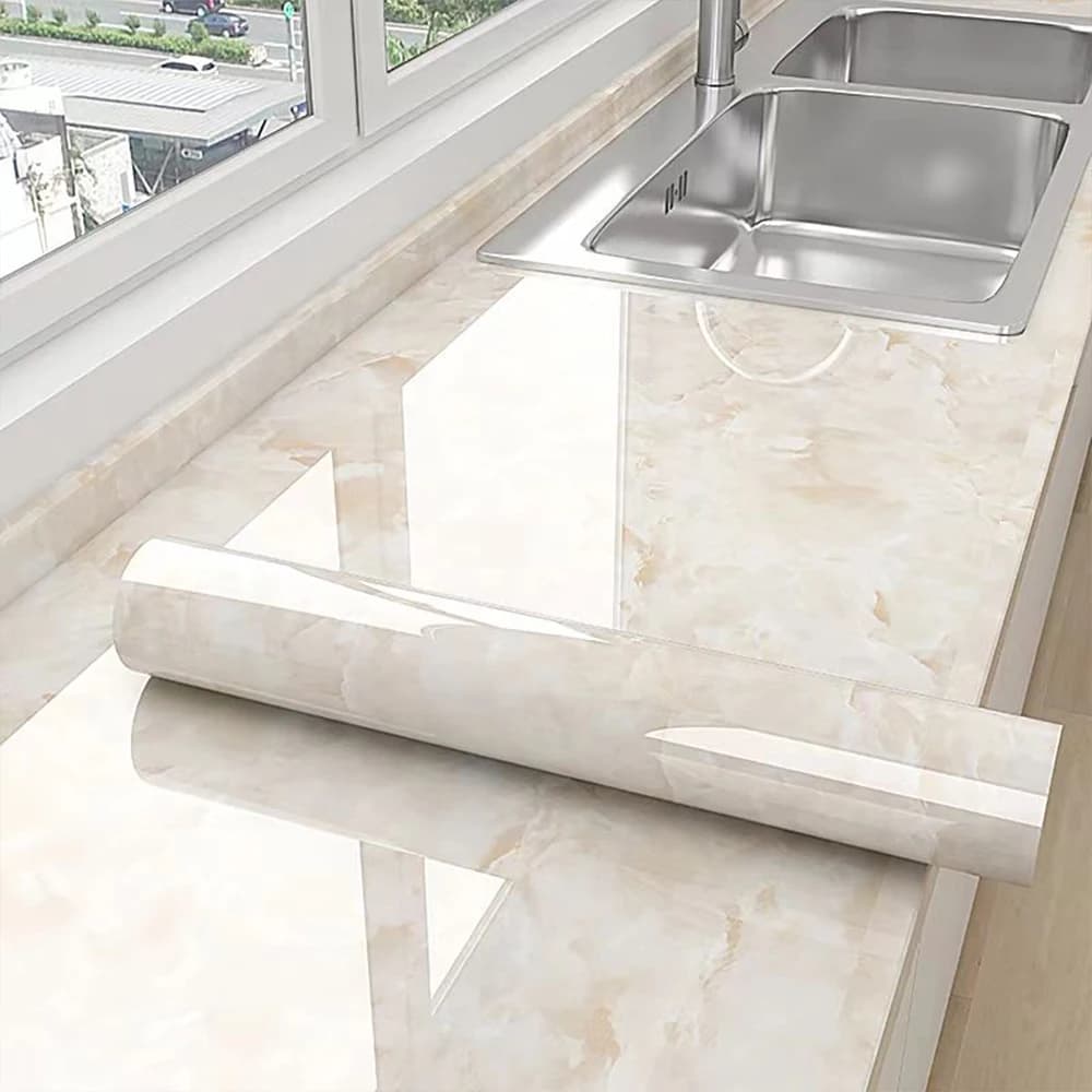Pvc Marmo Cucina Pellicola a prova di olio Stufa Carta da parati autoadesiva impermeabile Controsoffitto Armadietto Ristrutturazione Piastrelle Adesivi murali