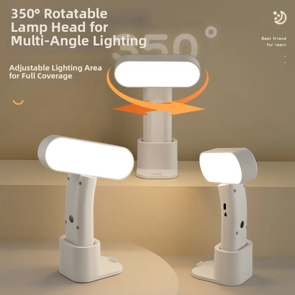 Lampada da lettura portatile ricaricabile Lampada da scrivania pieghevole dimmerabile Protezione per gli occhi Lampada da tavolo a LED a 3 livelli per camera da letto