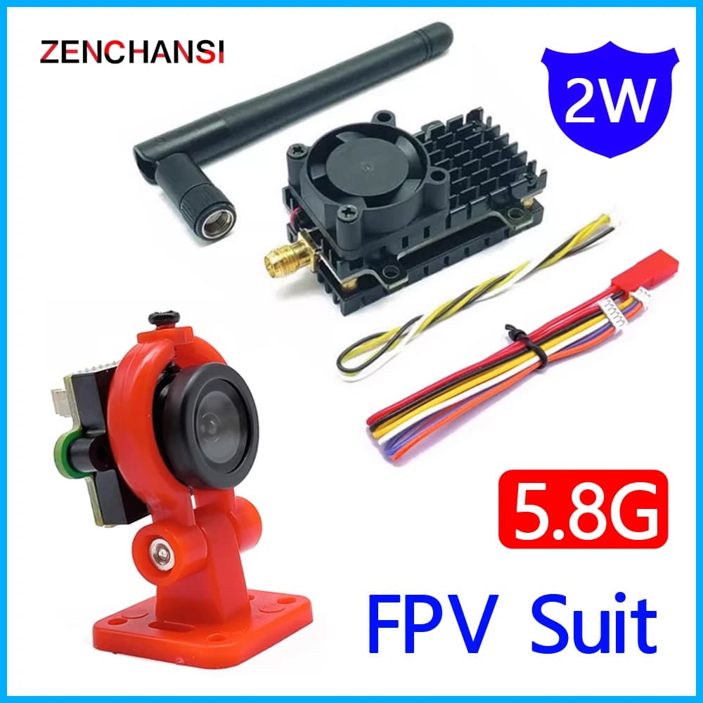 Trasmettitore Wireless FPV 5.8G 2000mW 48CH con Portata Oltre 20Km e Telecamera CMOS 1.4mm 700TVL PAL/NTSC per Parti di Gioco RC