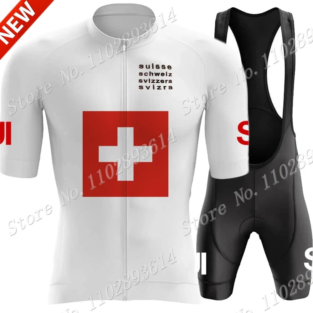2024 Maglia da ciclismo svizzera Set Svizzera Abbigliamento da uomo a maniche corte della squadra nazionale Camicia da bici da strada Tuta Pantaloncini da bicicletta MTB