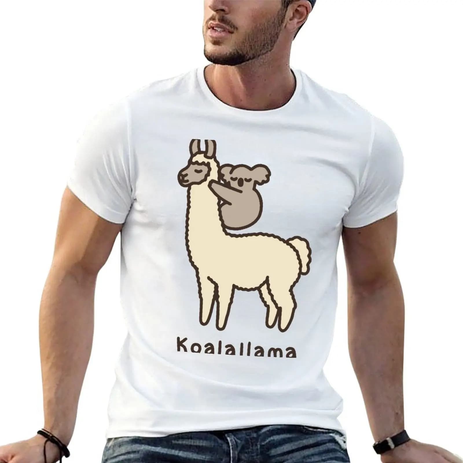 T-shirt Koalallama, t-shirt stampate per uomo, t-shirt in cotone, confezione di t-shirt per uomo, t-shirt