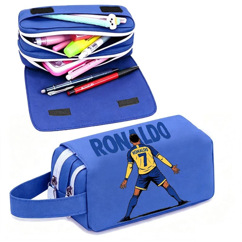 Ronaldo CR7 Large-capacity Pencil Bag Student Flip-Top Pencilcase Office Stationery Pouch School Supplies Oxford Cloth Pen Case