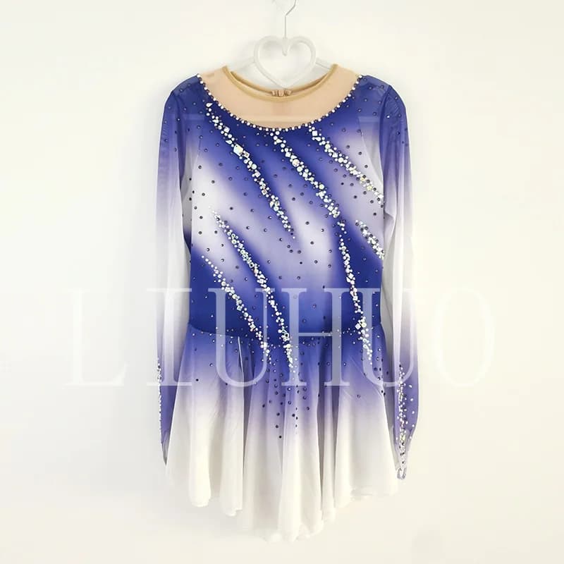LIUHUO Pattinaggio di Figura sul Ghiaccio Vestito Ragazze Donne Adolescenti Elastico Spandex Viola Concorrenza All'ingrosso BD8982