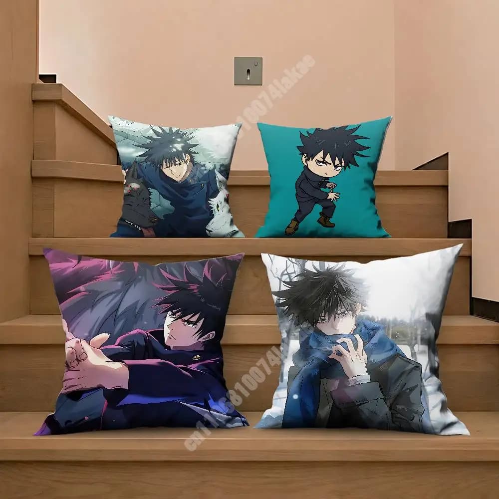 J-Jujutsu F-Fushiguro Megumi K-Kai-sen JJK Sofa Couch Pillow Cover Cushion Case Cozy Bedroom Accent Studio Furnishing