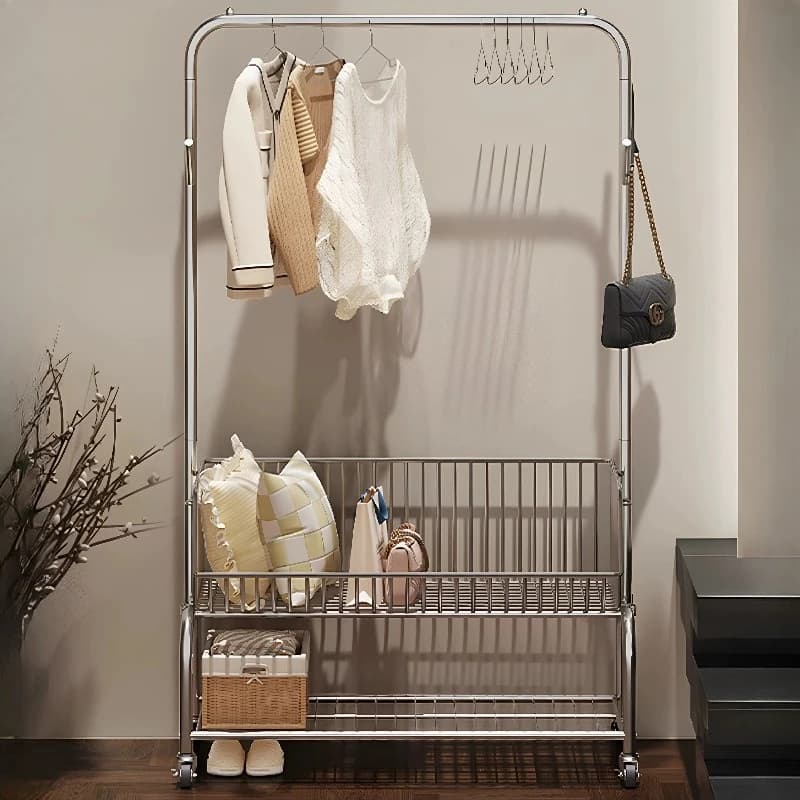 Metal Storage Clothes Rack Luxury Shelf Entryway Space Saving Wheel Clothes Rack Cool Hangers Appendiabiti Da Parete Furniture