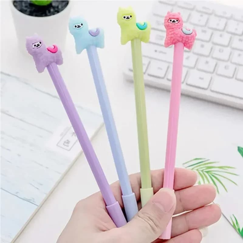 Nuovo 4 pezzi bella Alpaca creativa penna a inchiostro Gel forniture scolastiche cancelleria per ufficio penne per cartoni animati forniture per la scrittura degli studenti regalo casuale