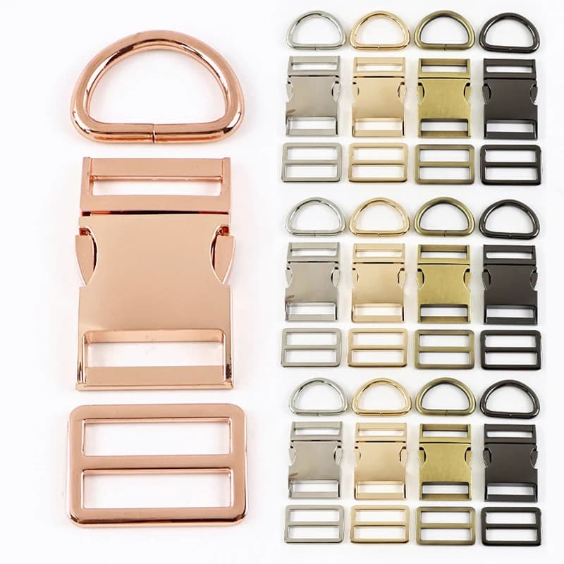 1Set 15-38mm Fibbia a sgancio rapido in metallo D Anello Tri Glide Cursore Chiusura Borsa Cinghia Guinzaglio per cani Gancio di regolazione Accessori hardware fai da te