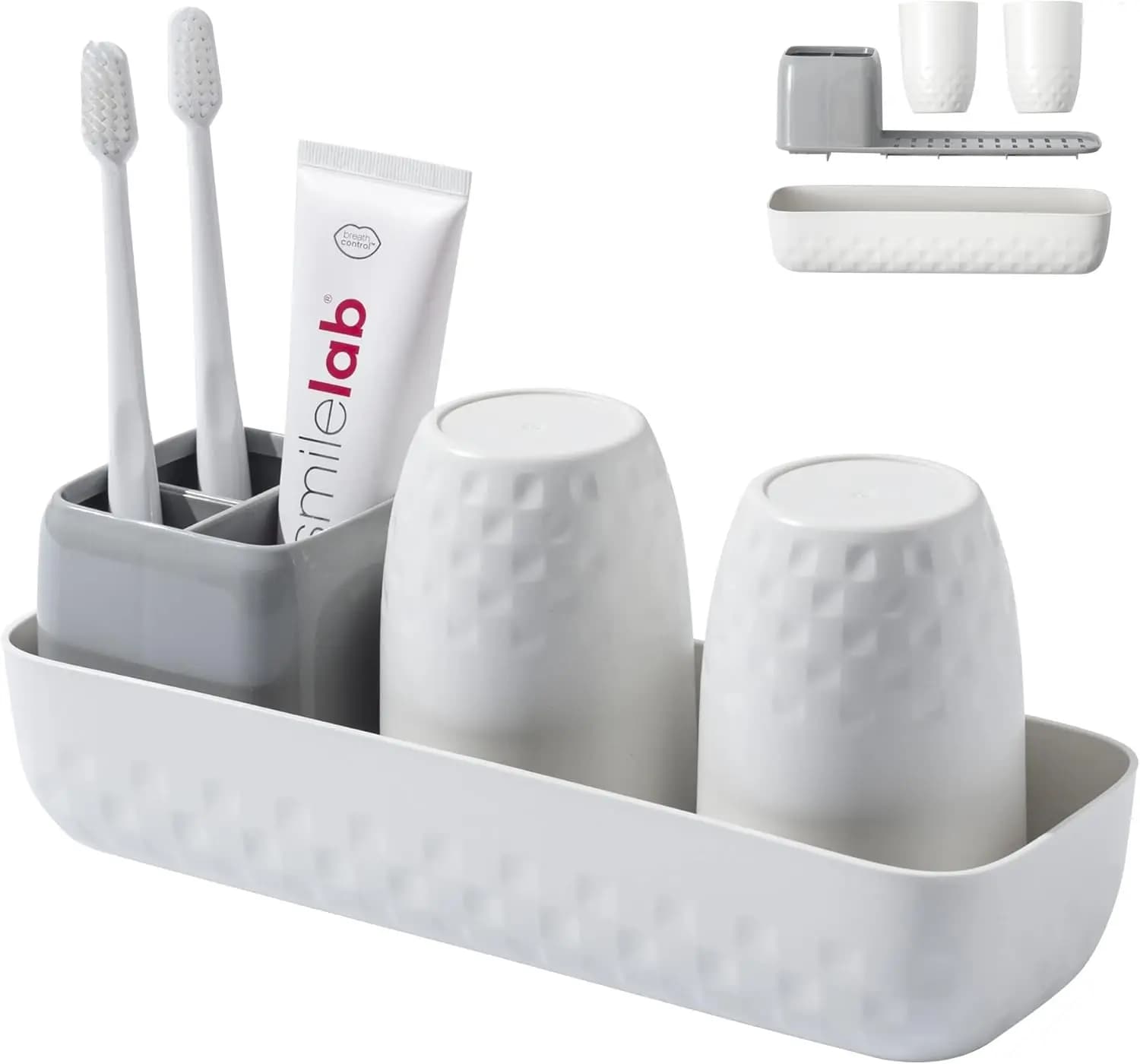 Portaspazzolini per Bagno, Organizzatore da Appoggio per Conservazione Spazzolini e Set Porta Dentifricio