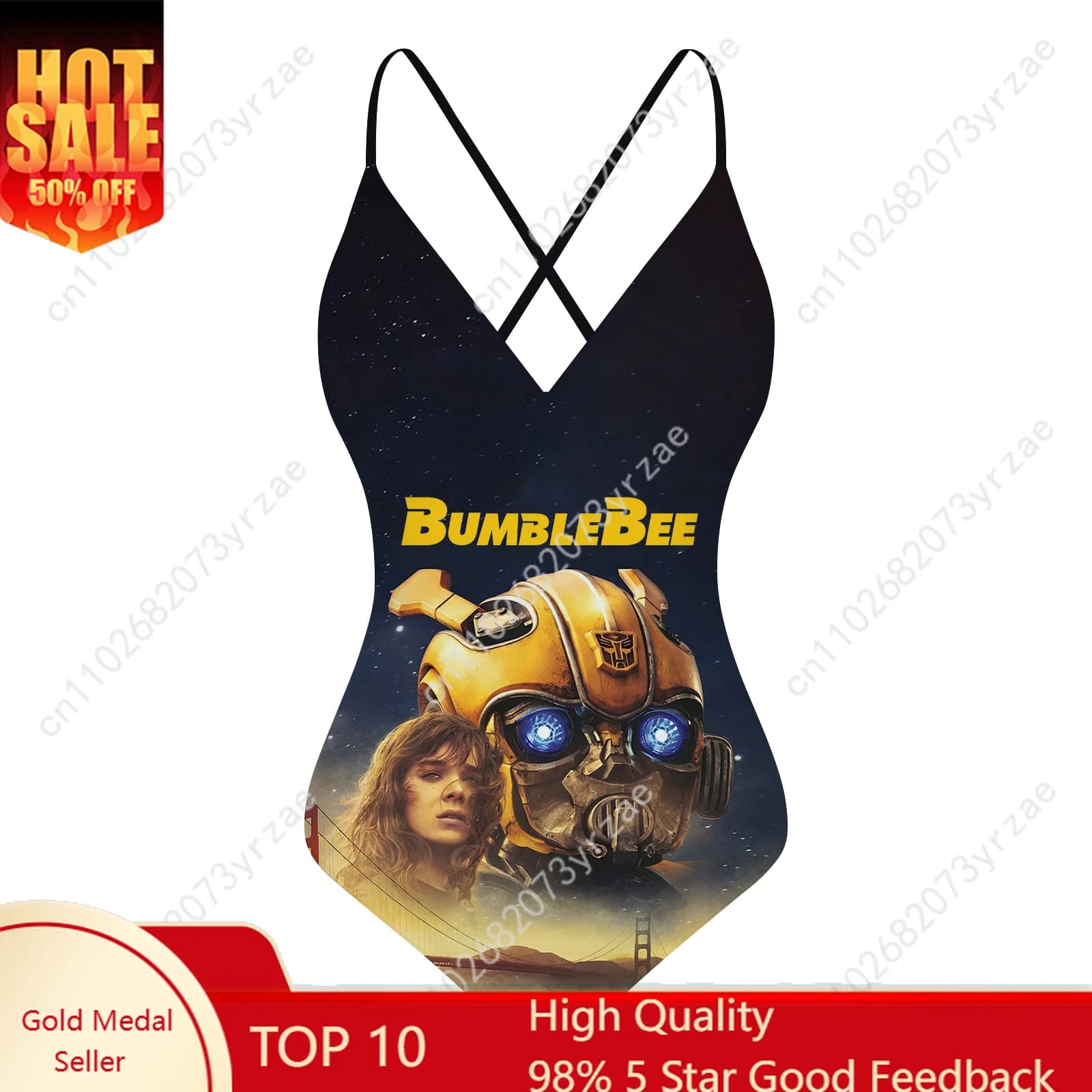 Costume da bagno da donna con scollo a V e schiena scoperta, modello Bumblebee, per feste in piscina, bikini sexy alla moda, costumi da bagno personalizzati
