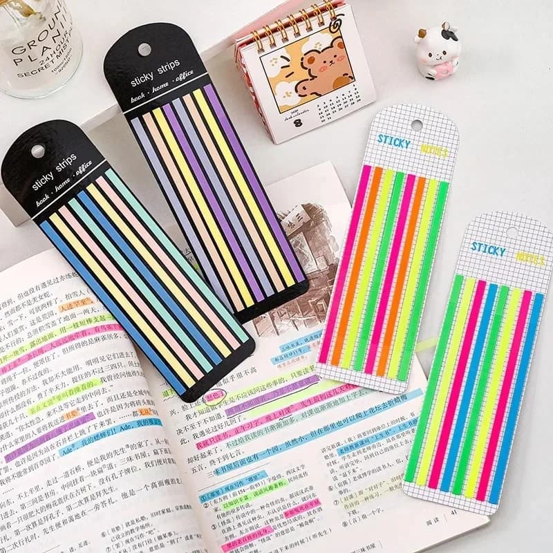 1/2/3set 160 Sheets Transparent Rainbow Index Memo Pad. It's a sticky notepad, paper sticker, notes, bookmark and school supply.