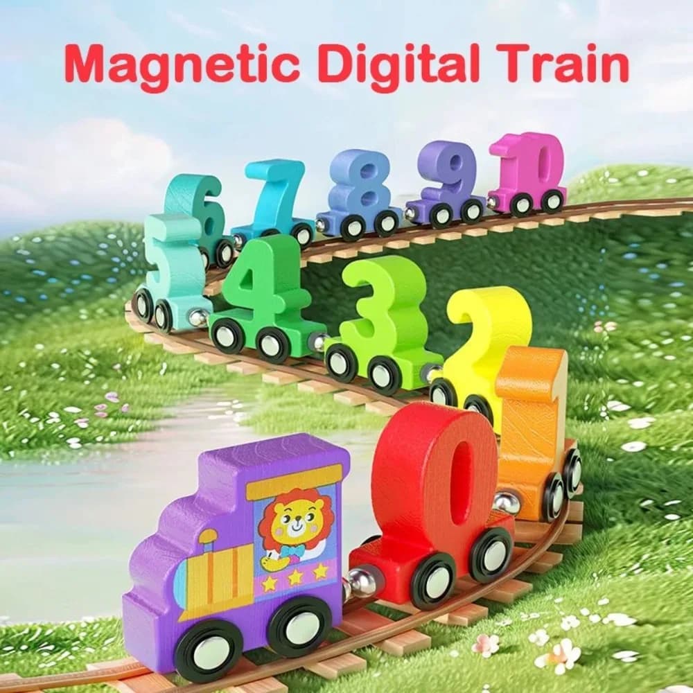 Set Treno Digitale con Numeri 0-10, Giocattoli Educativi Magnetici Colorati, Pista per Treno con Numeri, Set Treno per Bambini