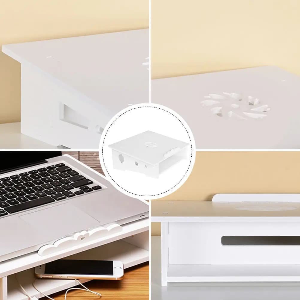 Supporto per laptop da 1 pezzo, supporto per computer, supporto rialzato con pad di raffreddamento per archiviazione, bianco, portatile, per uso domestico, ufficio, scuola