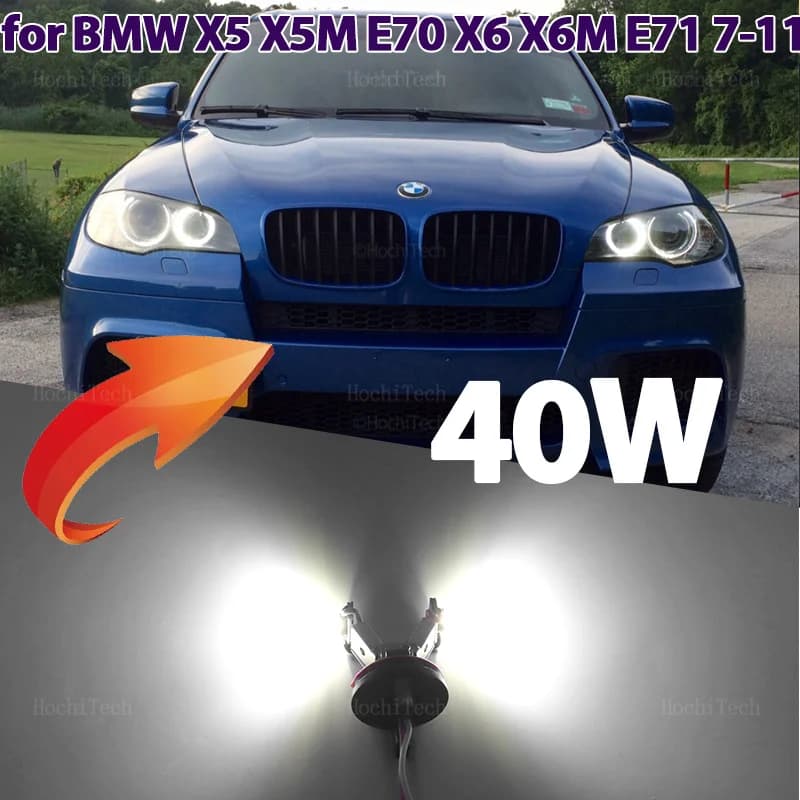 Per BMW X5 X5M E70 X6 X6M E71 E72 2007-2011 40W Bianco H8 LED Angel Eye Anello Marker Luce laterale Bianco LED Lampadina Auto Faro