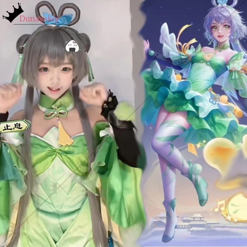 Costume Cosplay Luo Tianyi Nuovo Set Tre Regni Sun Luban Verde Stile Antico Lolita Fai da Te per Halloween