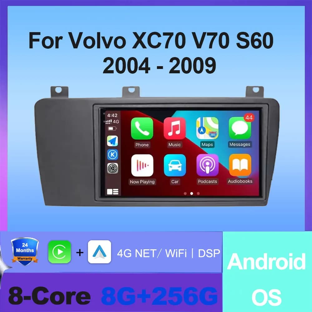 Android Auto Autoradio Per Volvo XC70 V70 S60 2004 - 2009 Multimedia Stereo Video Player Navigazione GPS Wireless Carplay DSP ventola