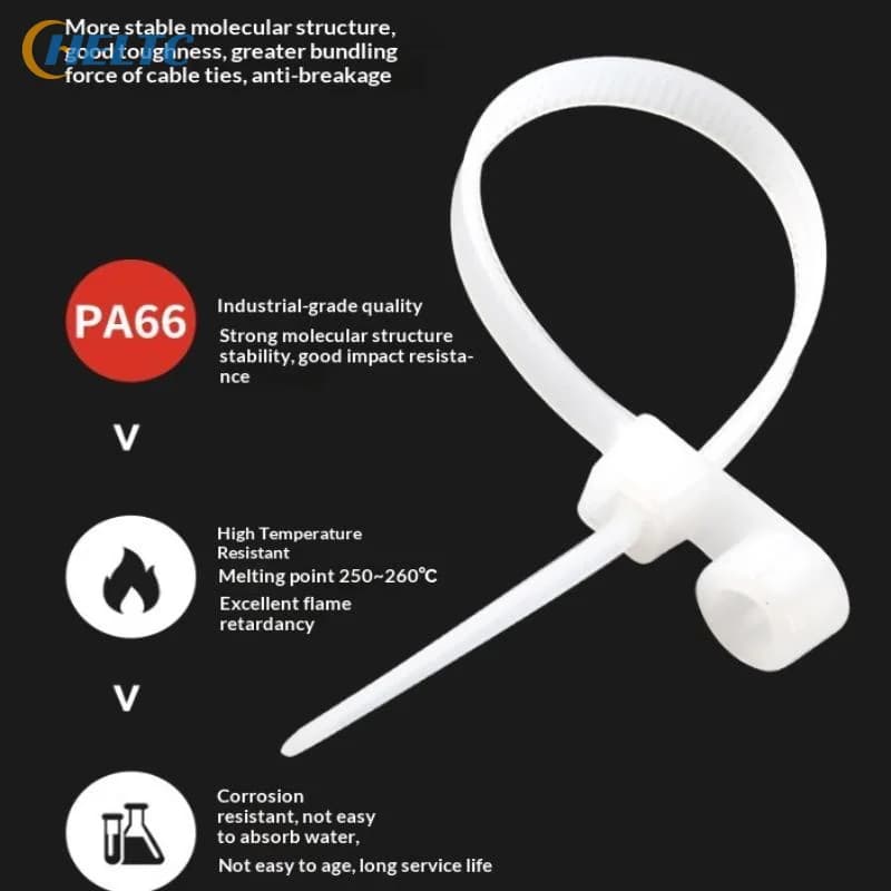 100/200Pcs Nylon Universal Cable Tie Buckle Pin And Button Zip Ties Self-Locking Fixed Cables Zip Tie Wire Fastening Straps
