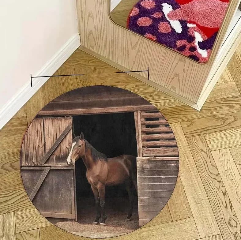 Tappeto Decorativo 3D Stereoscopico per Interni ed Esterni: Ideale per Ingressi, Parchi e Fienili in Legno