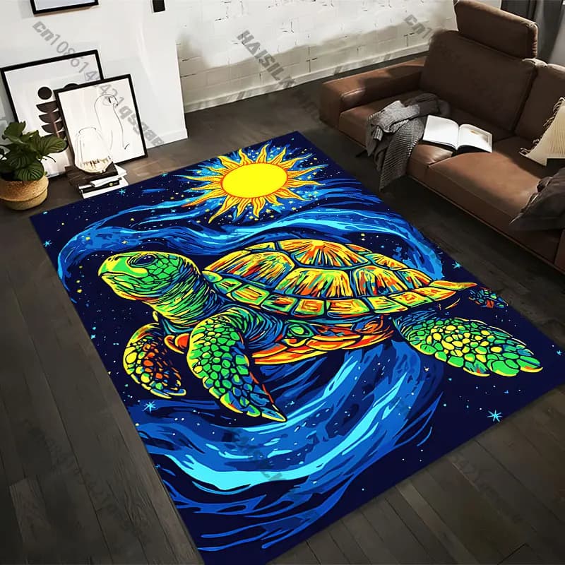 21 Sizes Spiritually vibrant cosmic sea turtle Printed Area Rugs for Adult Yoga Mats Living Room Decor Personalized mat