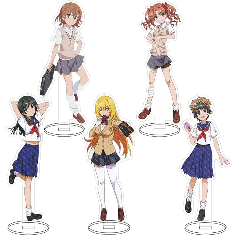 16CM Anime Figure A Certain Scientific Railgun‌ Misaka Mikoto Shirai Kuroko Uiharu Kazari Cos Acrylic Stand Ornaments Gifts