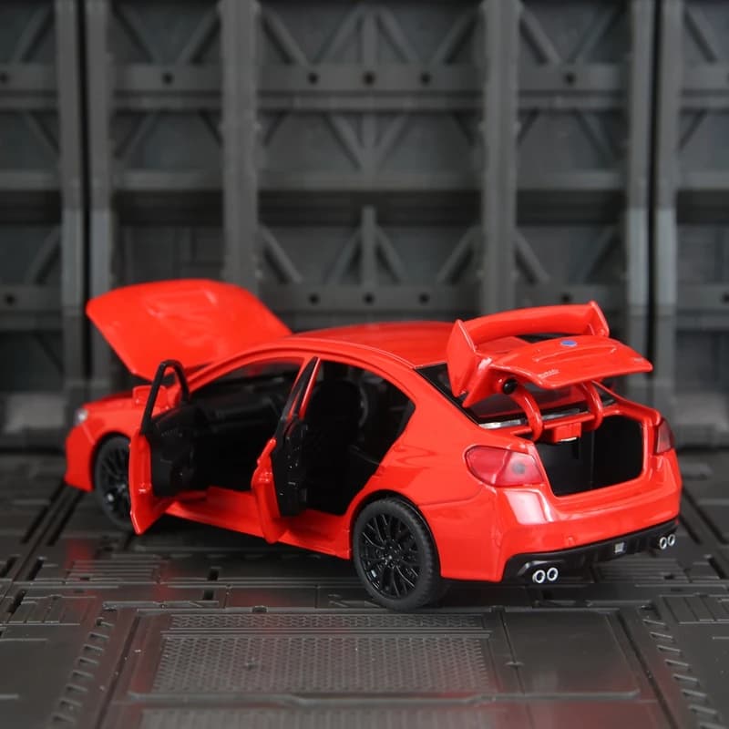 1:30 simulation Subaru WRX STI alloy car model doors and the front hood and trunk door can be opened suitable for collection